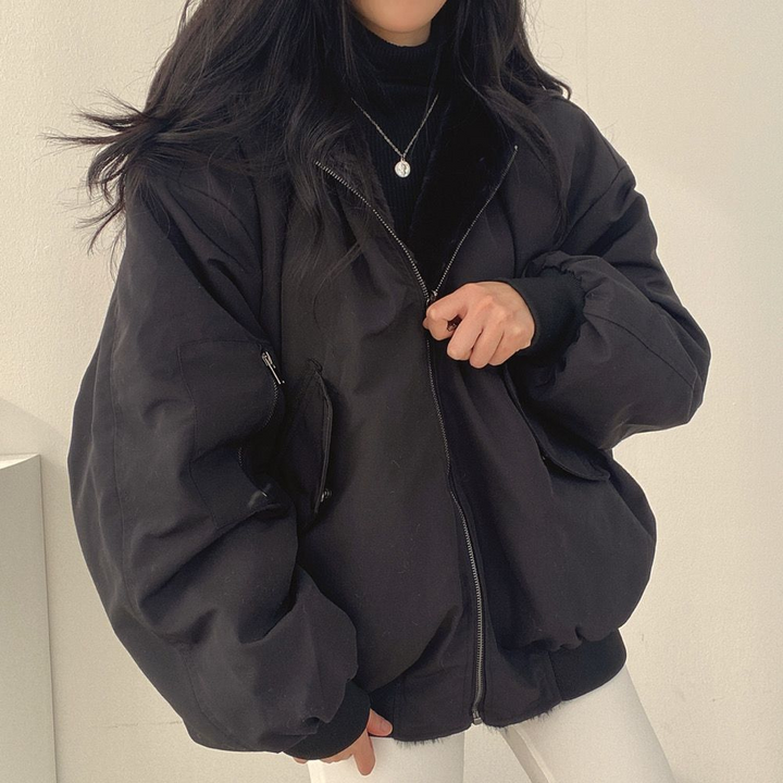 Women's Fleece Lined Zip Up Hoodie Jacket Oversized Casual Outerwear