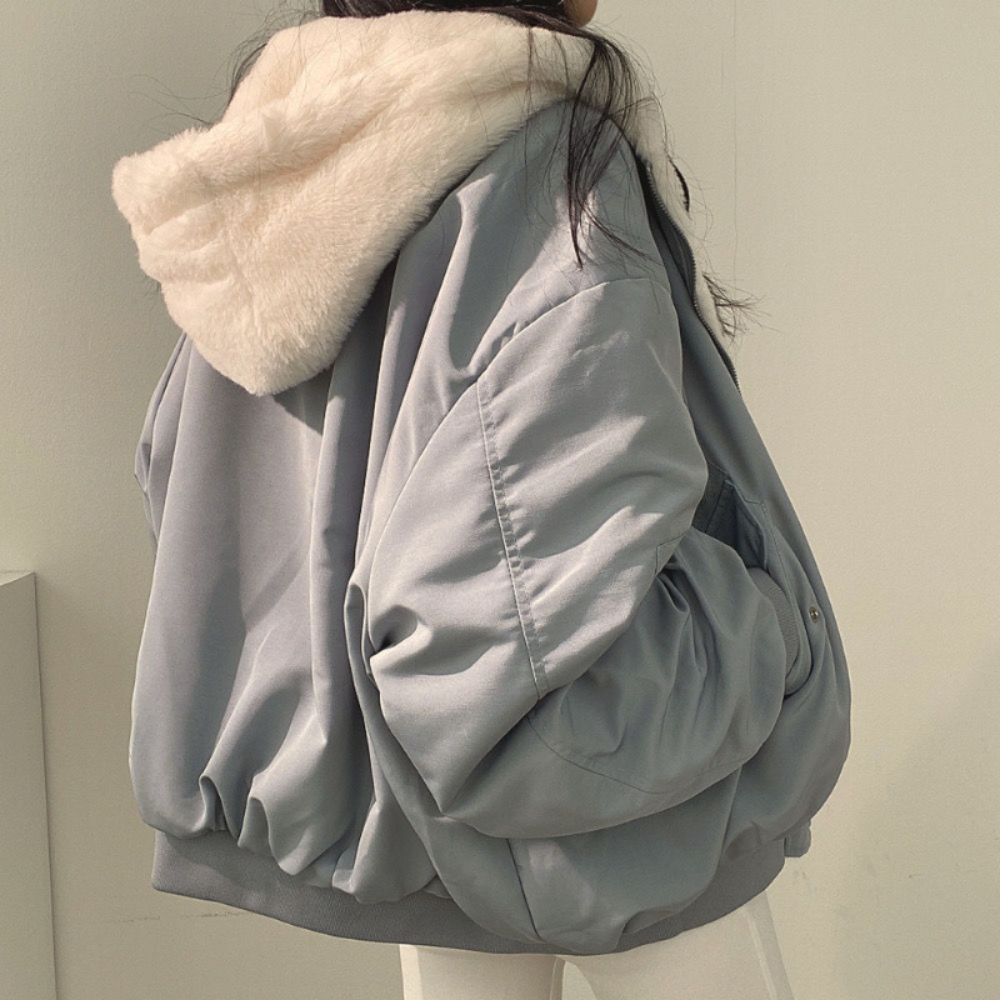 Women's Fleece Lined Zip Up Hoodie Jacket Oversized Casual Outerwear