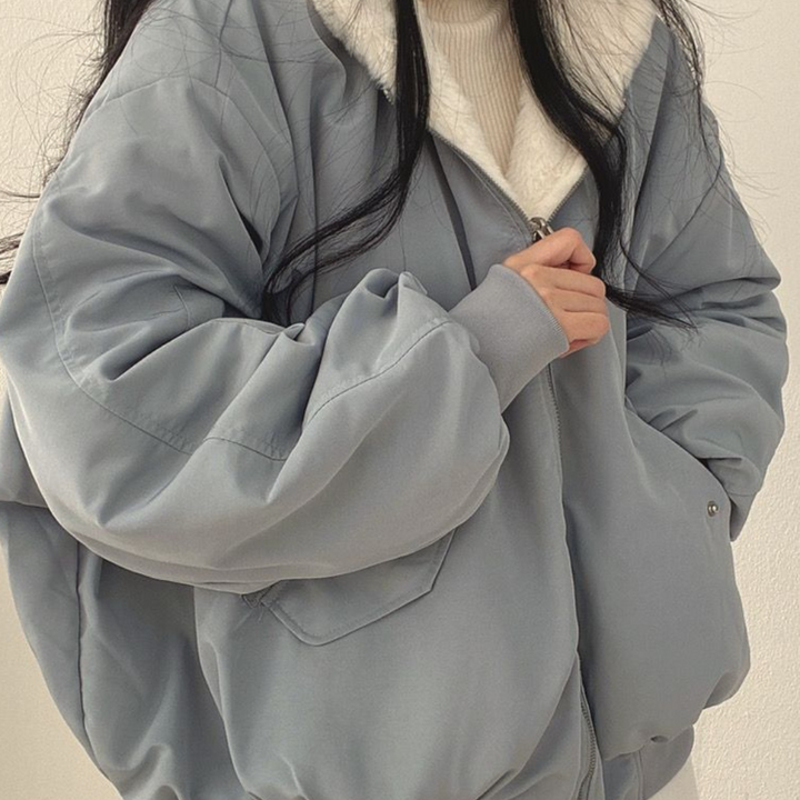 Women's Fleece Lined Zip Up Hoodie Jacket Oversized Casual Outerwear
