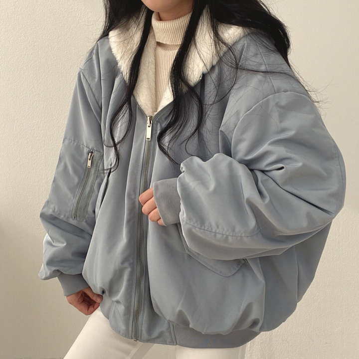 Women's Fleece Lined Zip Up Hoodie Jacket Oversized Casual Outerwear