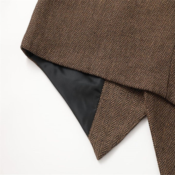 Men's Wool Tweed Waistcoat Vintage Notch Lapel Vest