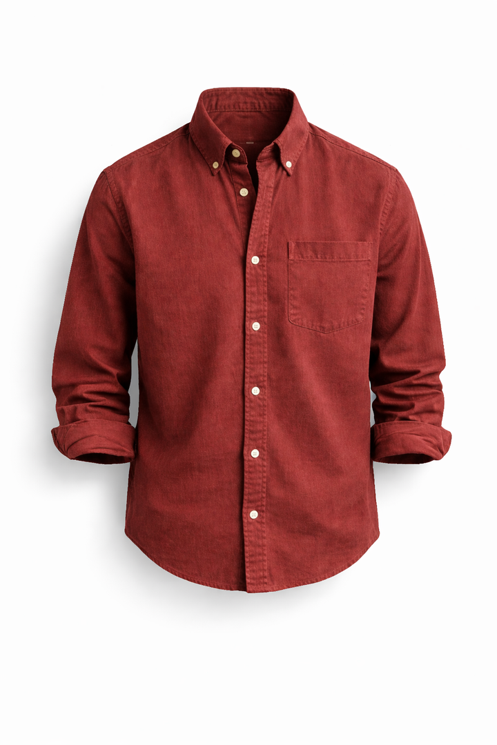 Men's Lightweight Denim Shirt Long Sleeve Button Down Work Top