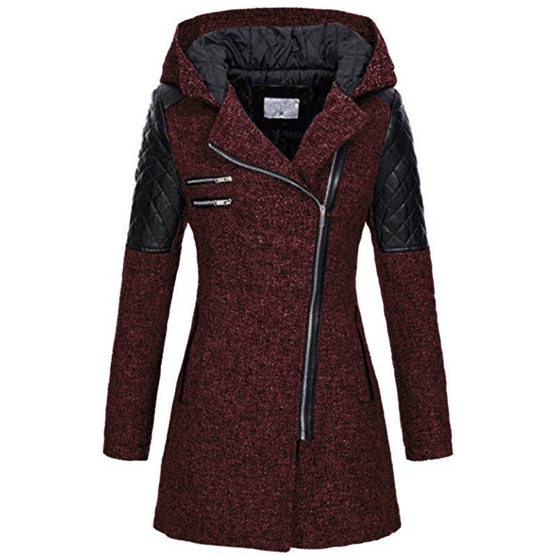 Women’s Fleece Hooded Longline Asymmetric Coat