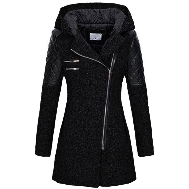 Women’s Fleece Hooded Longline Asymmetric Coat
