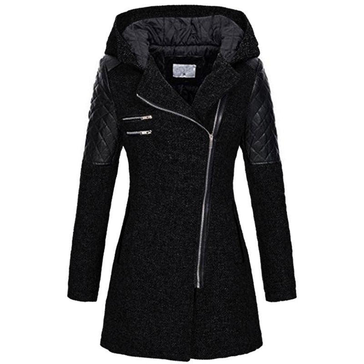 Women’s Fleece Hooded Longline Asymmetric Coat