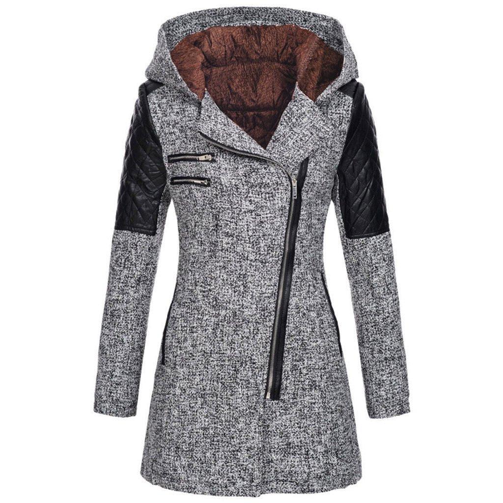 Women’s Fleece Hooded Longline Asymmetric Coat