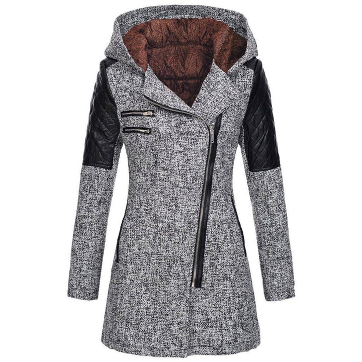 Women’s Fleece Hooded Longline Asymmetric Coat