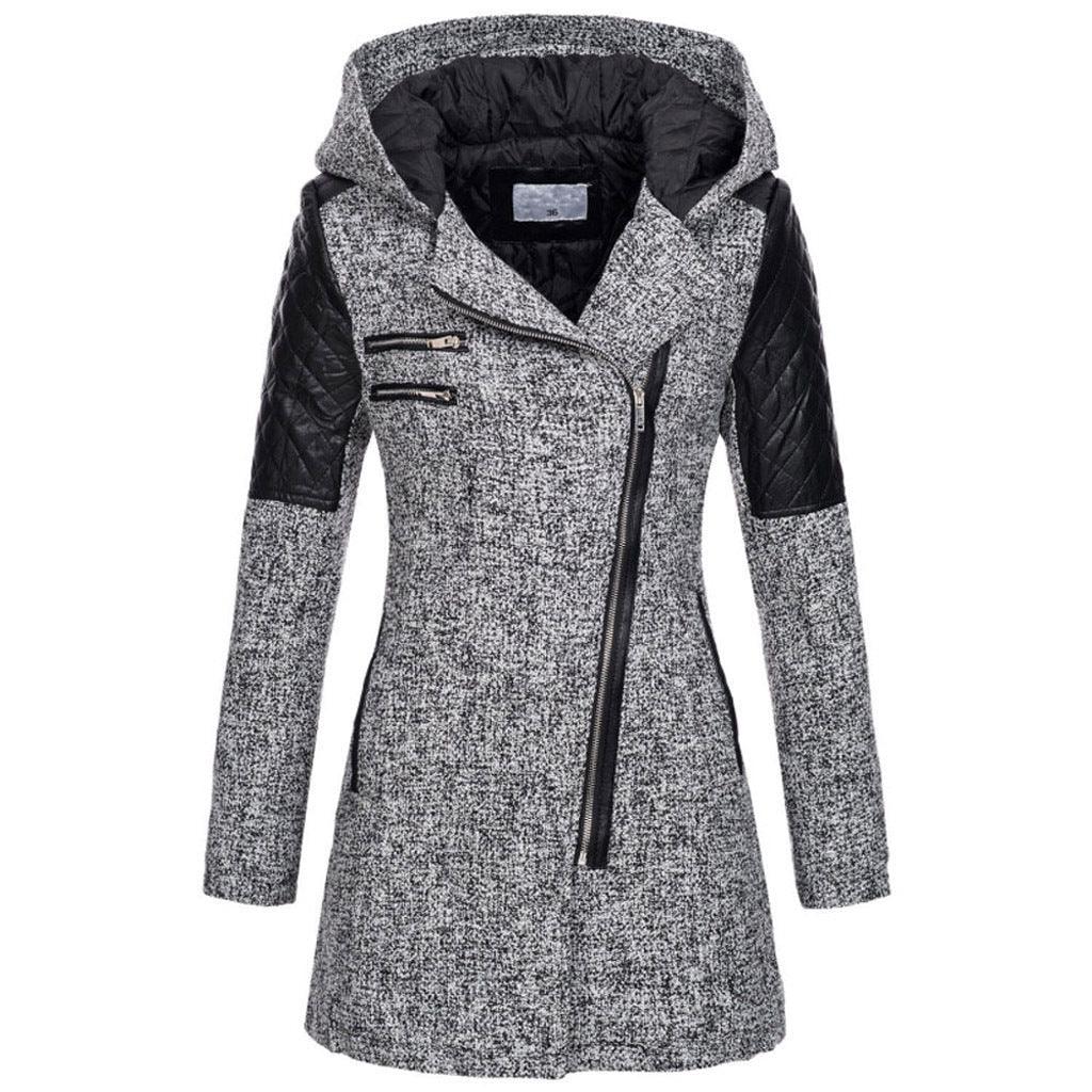Women’s Fleece Hooded Longline Asymmetric Coat