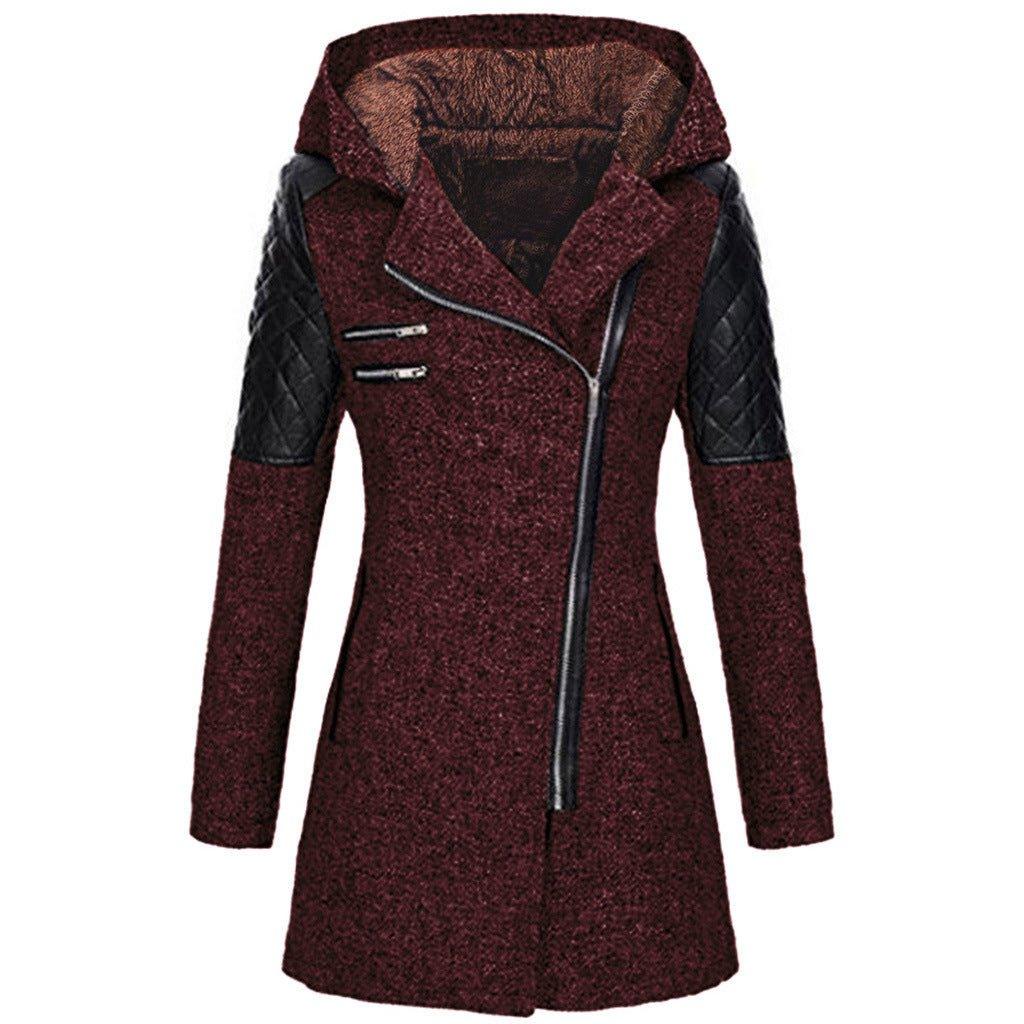 Women’s Fleece Hooded Longline Asymmetric Coat