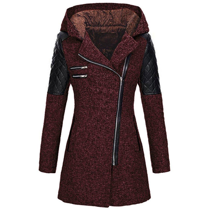Women’s Fleece Hooded Longline Asymmetric Coat