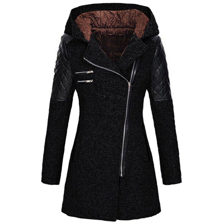Women’s Fleece Hooded Longline Asymmetric Coat
