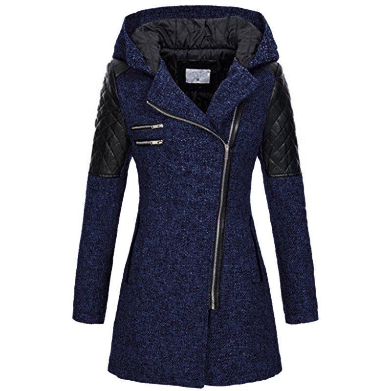 Women’s Fleece Hooded Longline Asymmetric Coat