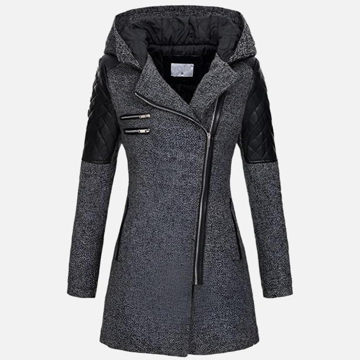 Women’s Fleece Hooded Longline Asymmetric Coat