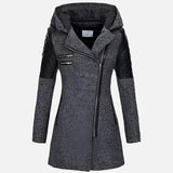 Women’s Fleece Hooded Longline Asymmetric Coat