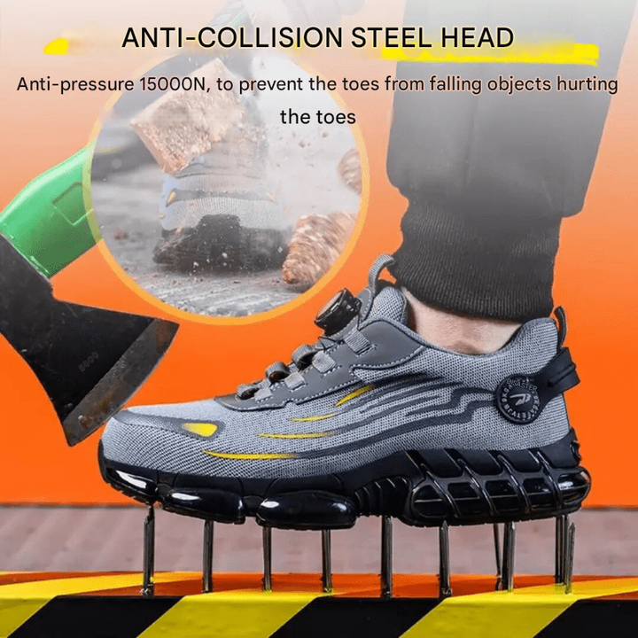 Męskie buty ochronne ze skóry, obuwie robocze z noskiem stalowym, trampki i sneakersy