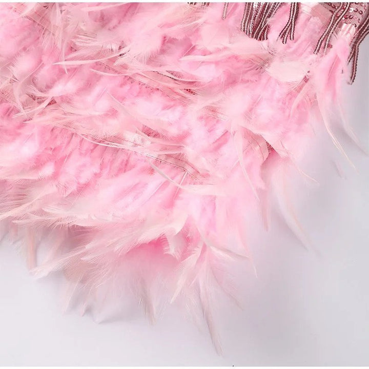 Women's Satin Fringe Flapper Party Mini Dress