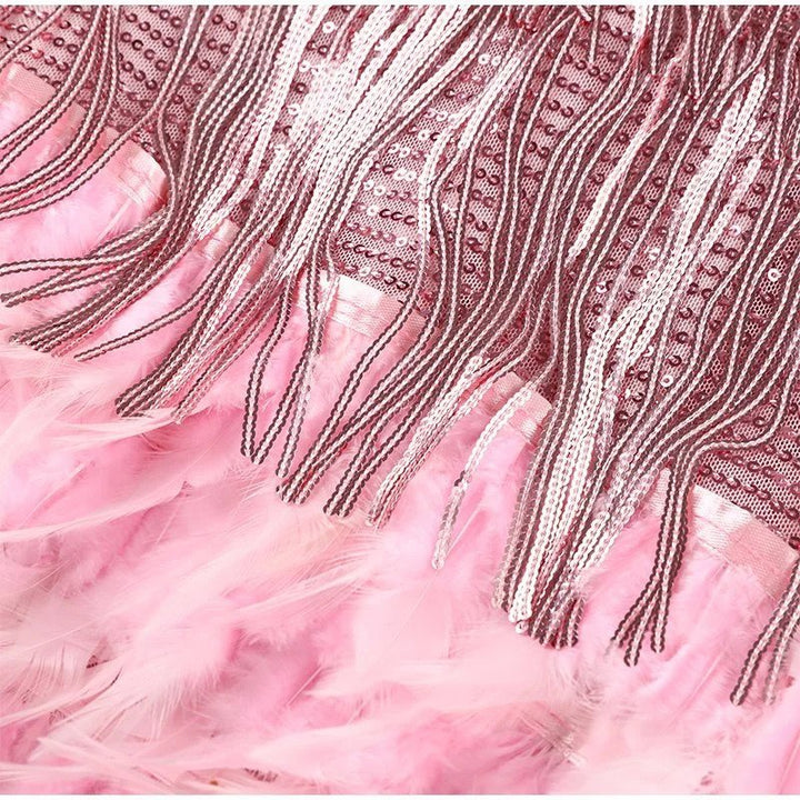 Women's Satin Fringe Flapper Party Mini Dress