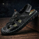 Men's Leather Fisherman Sandals Hiking Outdoor Footwear