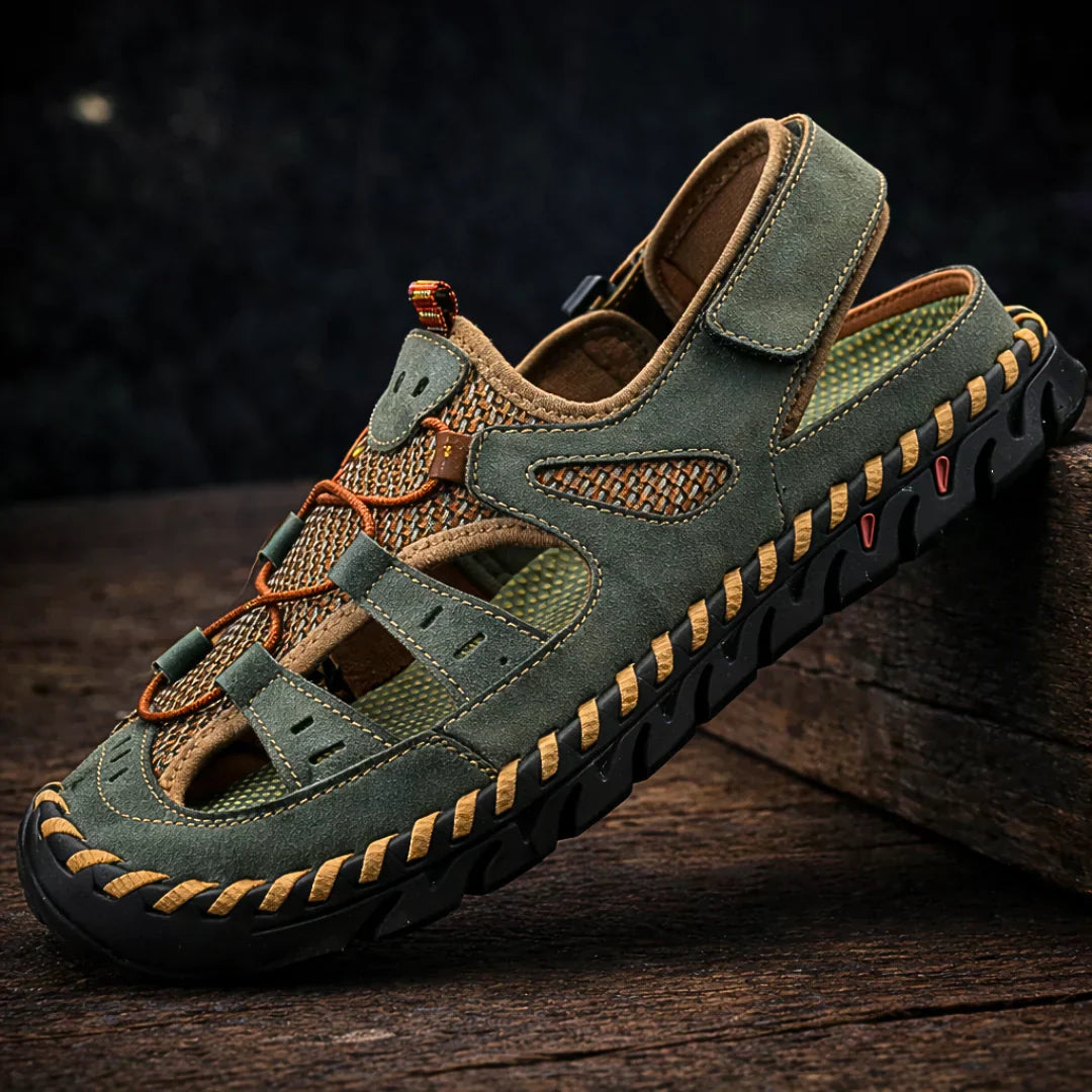 Men's Leather Fisherman Sandals Hiking Outdoor Footwear