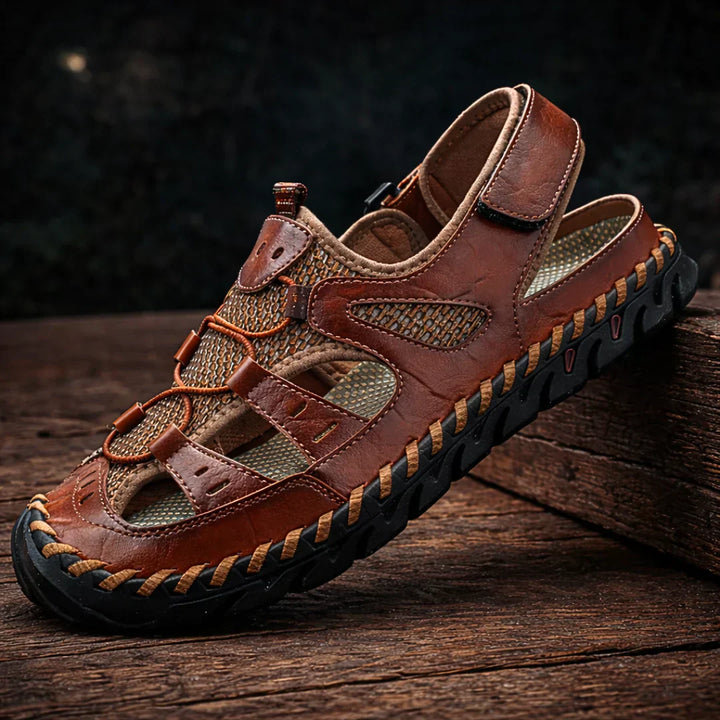 Men's Leather Fisherman Sandals Hiking Outdoor Footwear