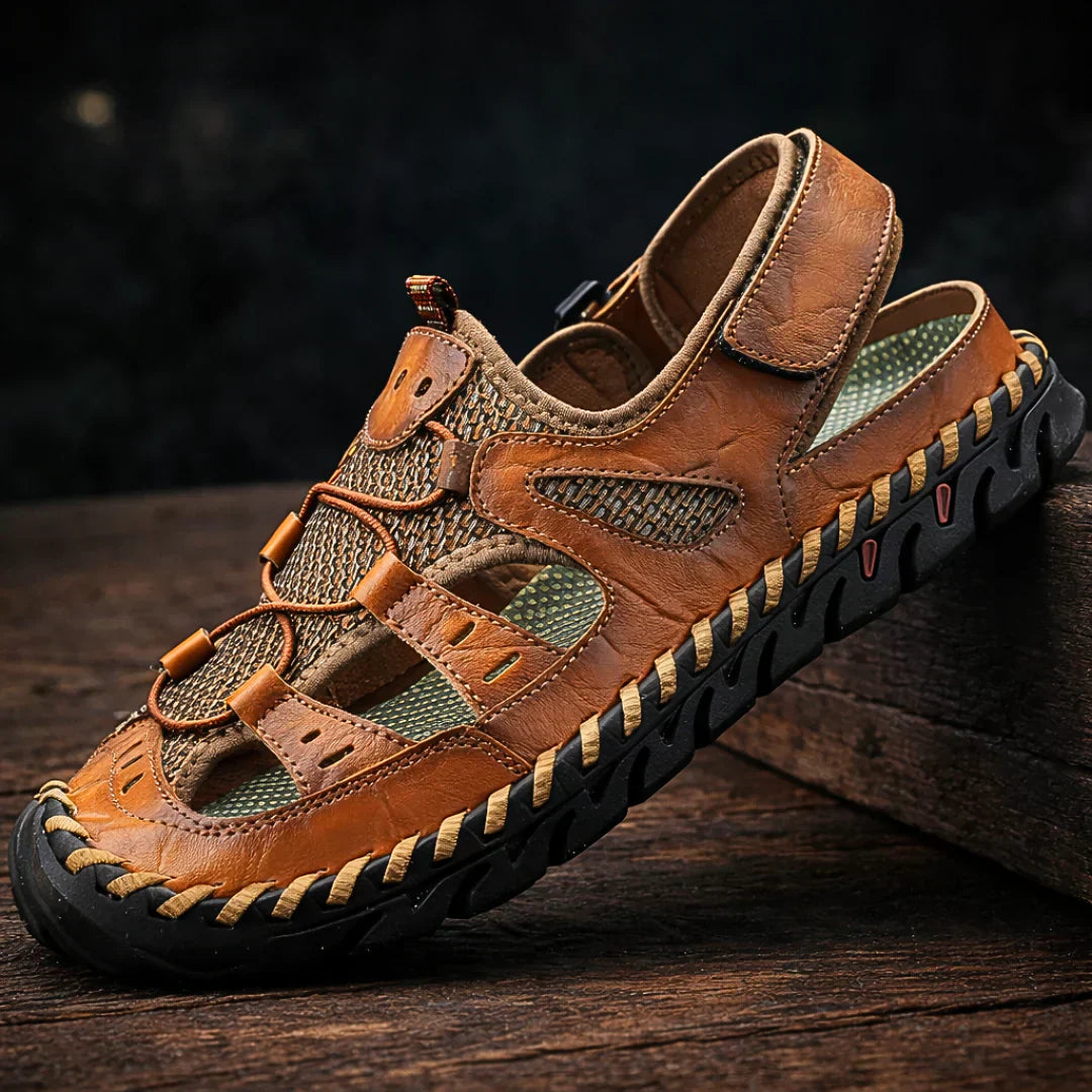 Men's Leather Fisherman Sandals Hiking Outdoor Footwear