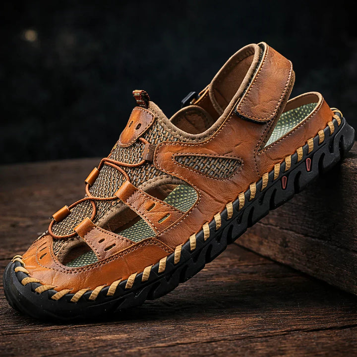 Men's Leather Fisherman Sandals Hiking Outdoor Footwear