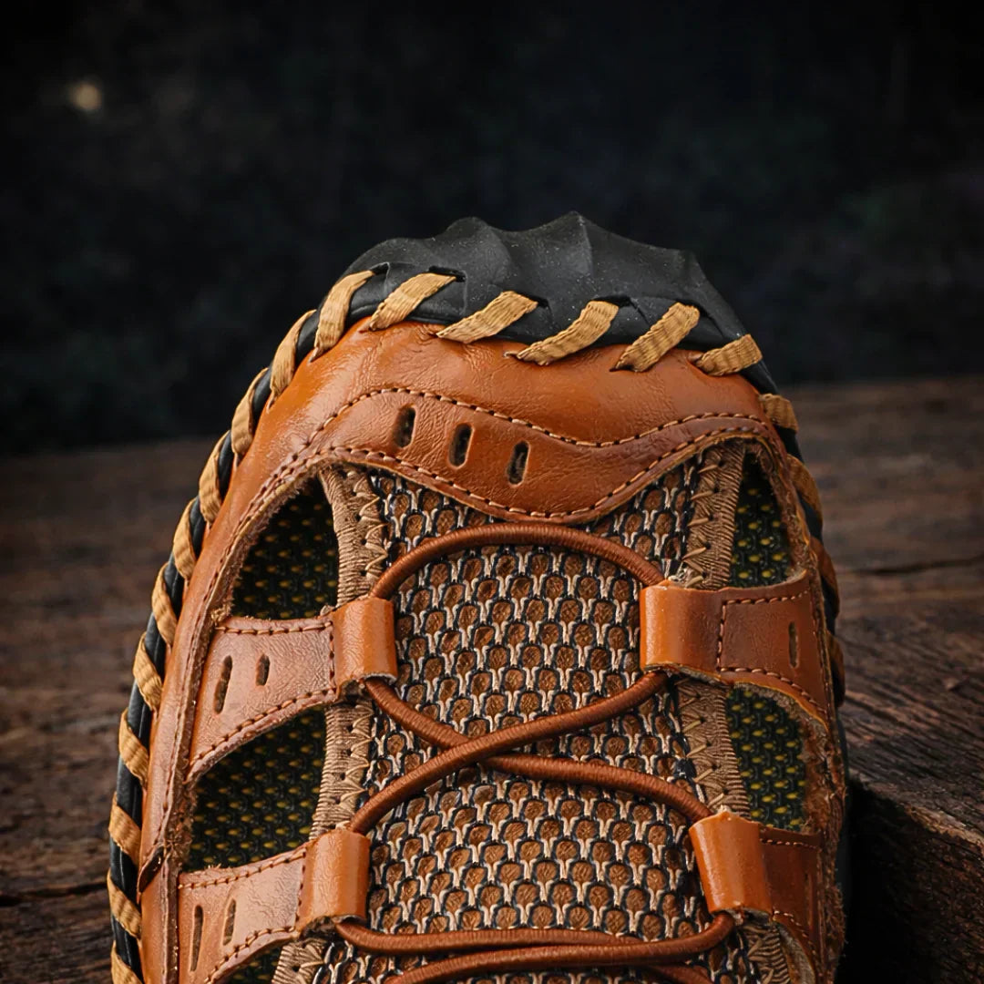 Men's Leather Fisherman Sandals Hiking Outdoor Footwear