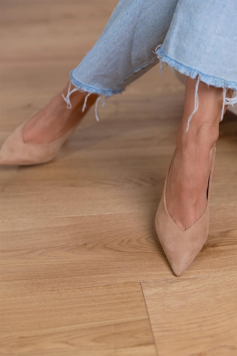 Women's Leather Slingback Low Heel Pumps