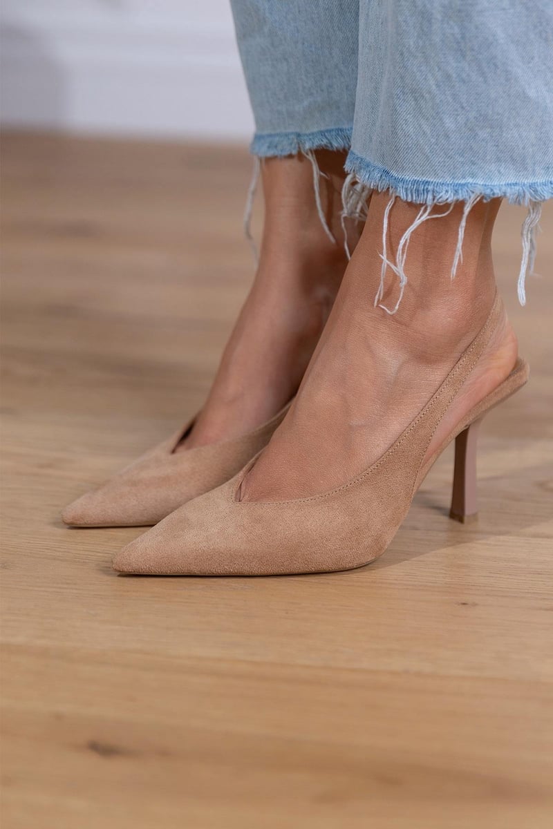 Women's Leather Slingback Low Heel Pumps