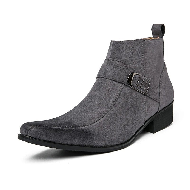 Men's Leather Ankle Boots Buckle Dress Shoes Classic Formal Footwear