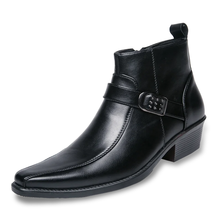 Men's Leather Ankle Boots Buckle Dress Shoes Classic Formal Footwear