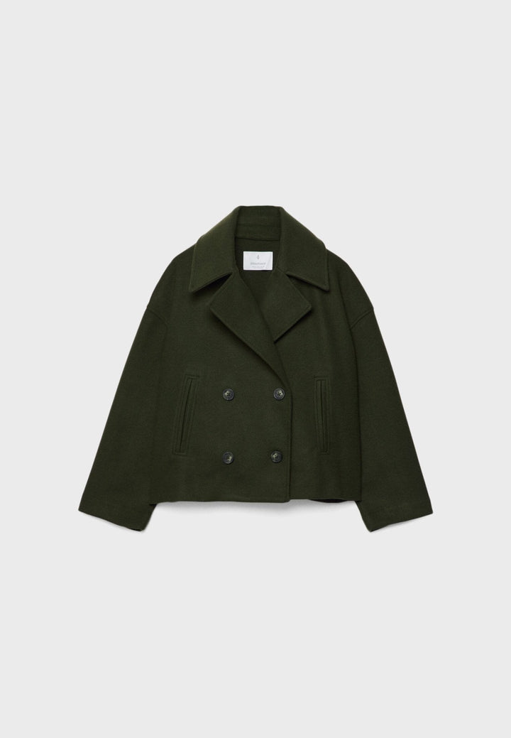 Women's Wool Mix Double Breasted Crop Coat
