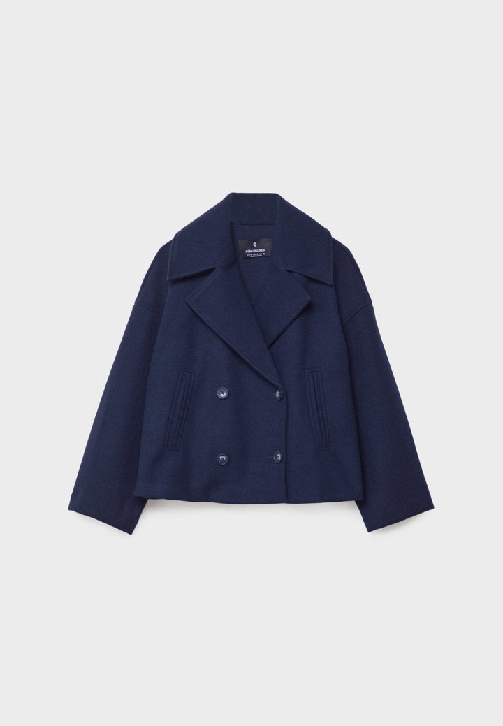 Women's Wool Mix Double Breasted Crop Coat