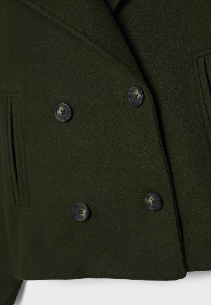 Women's Wool Mix Double Breasted Crop Coat