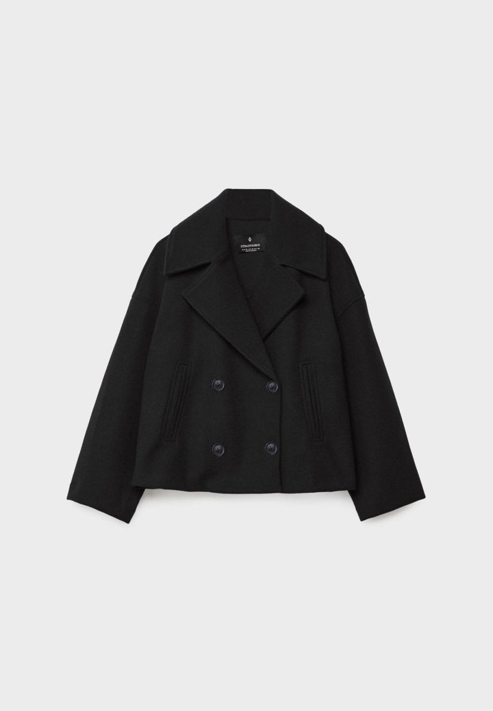 Women's Wool Mix Double Breasted Crop Coat