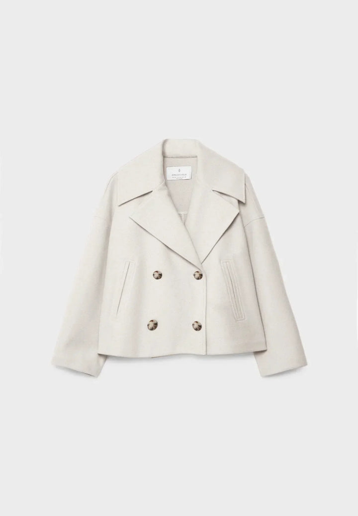 Women's Wool Mix Double Breasted Crop Coat