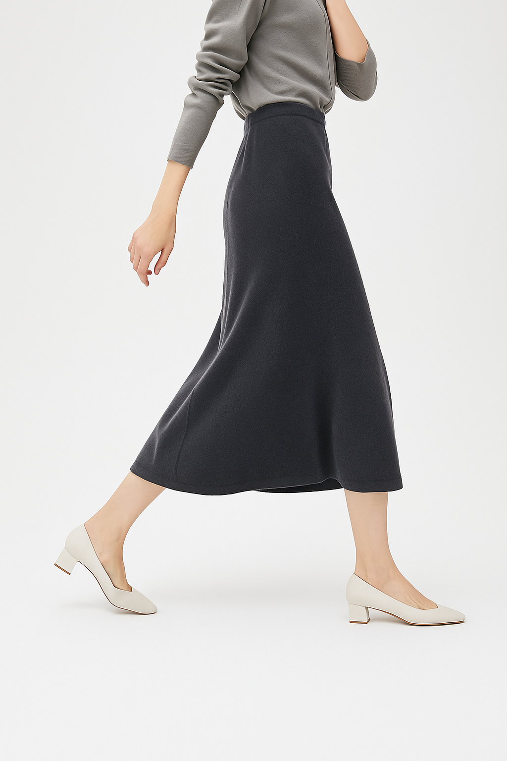 Women's Wool Knit Midi Skirt