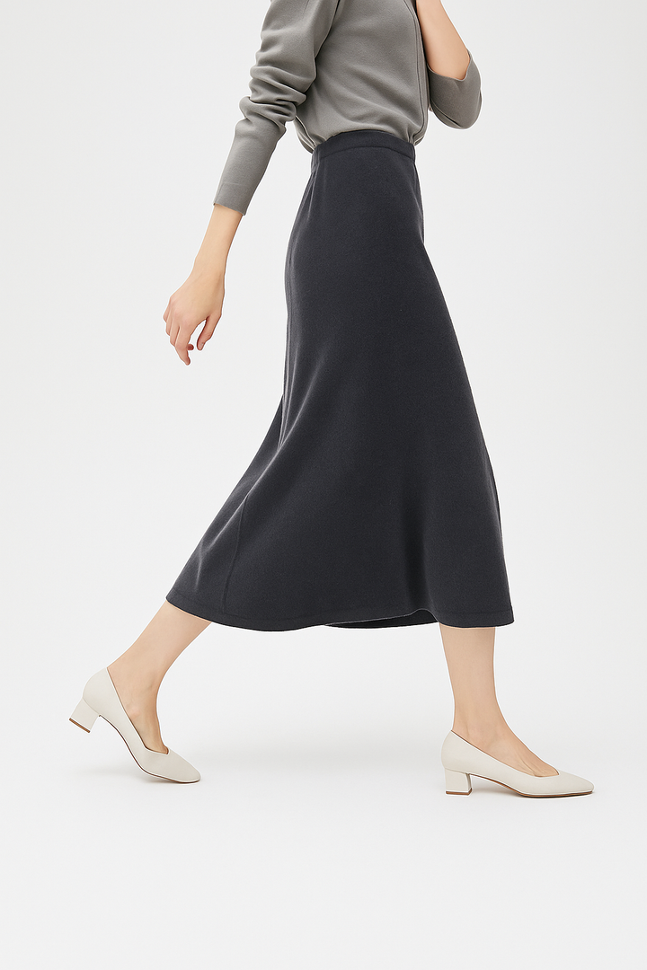 Women's Wool Knit Midi Skirt