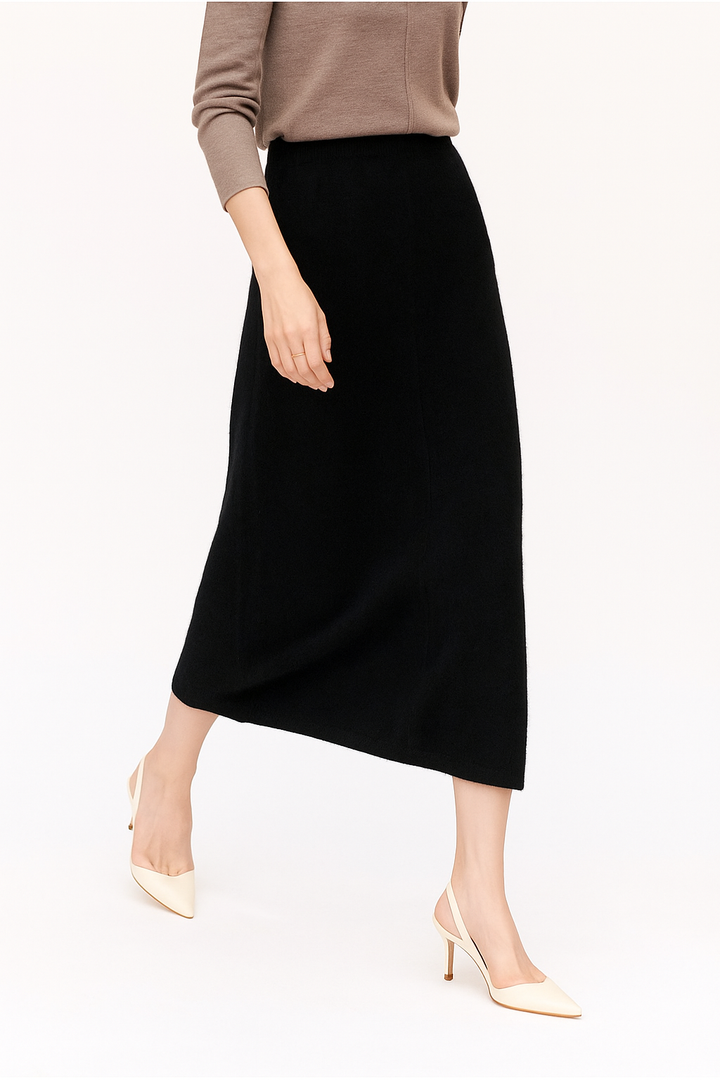 Women's Wool Knit Midi Skirt