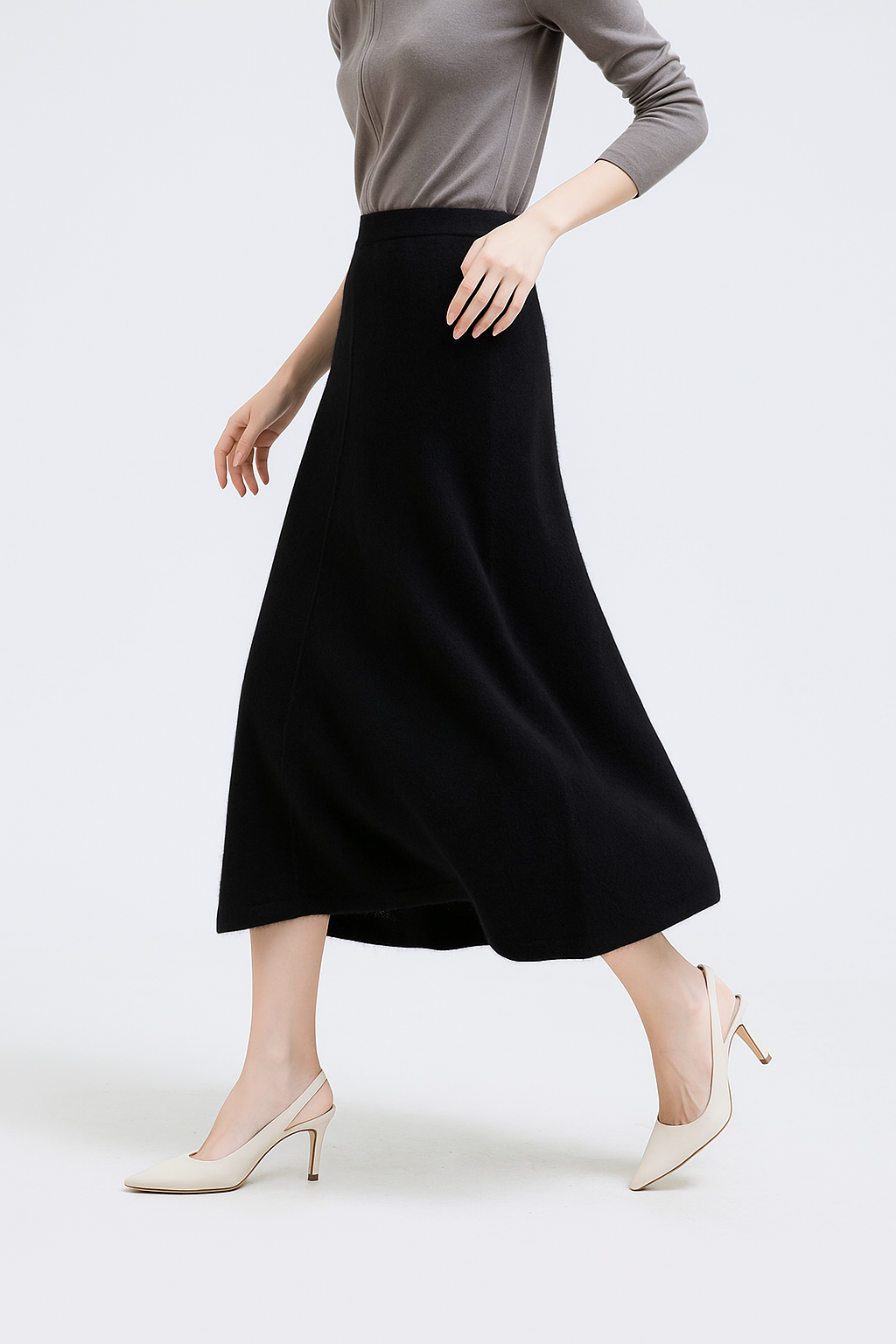 Women's Wool Knit Midi Skirt