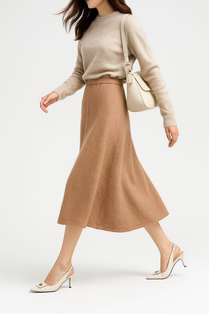 Women's Wool Knit Midi Skirt