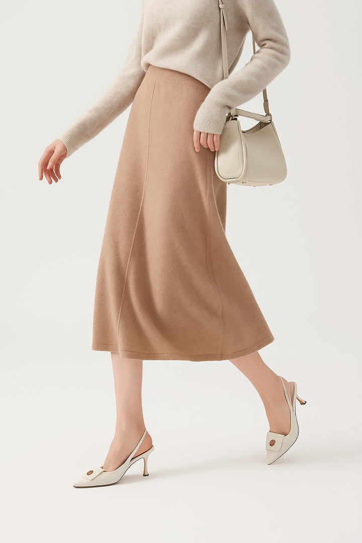 Women's Wool Knit Midi Skirt