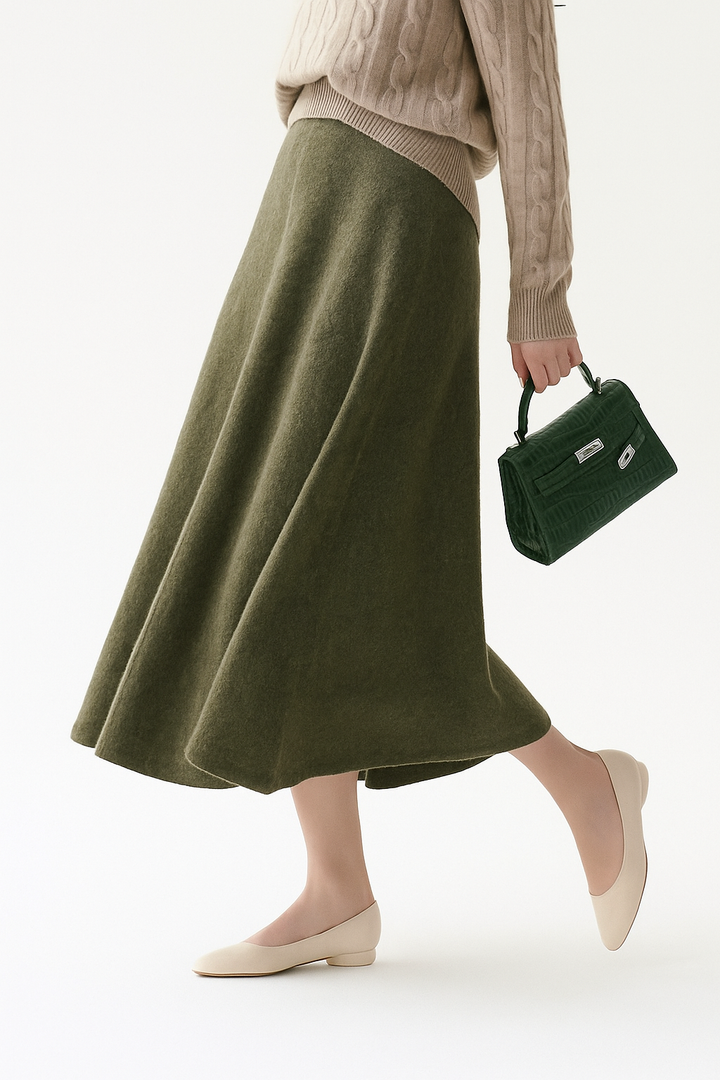 Women's Wool Knit Midi Skirt