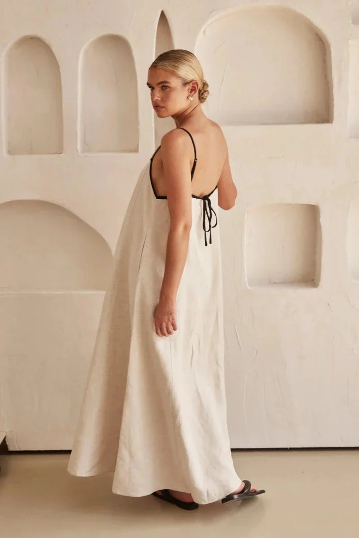 Women's Linen Maxi Dress Sundress Linen Cami Loose Fit A-Line Dress
