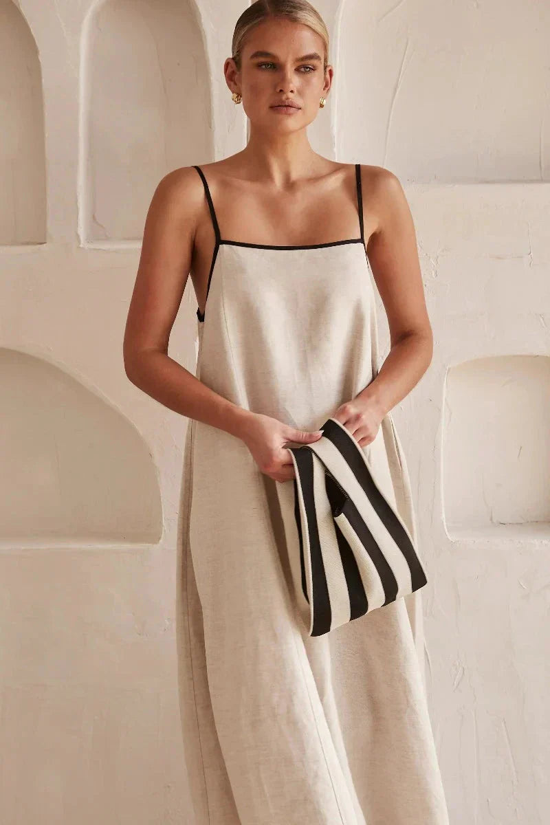 Women's Linen Maxi Dress Sundress Linen Cami Loose Fit A-Line Dress