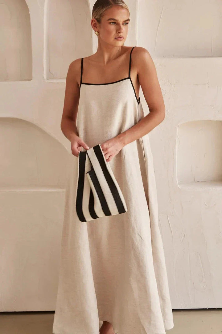 Women's Linen Maxi Dress Sundress Linen Cami Loose Fit A-Line Dress