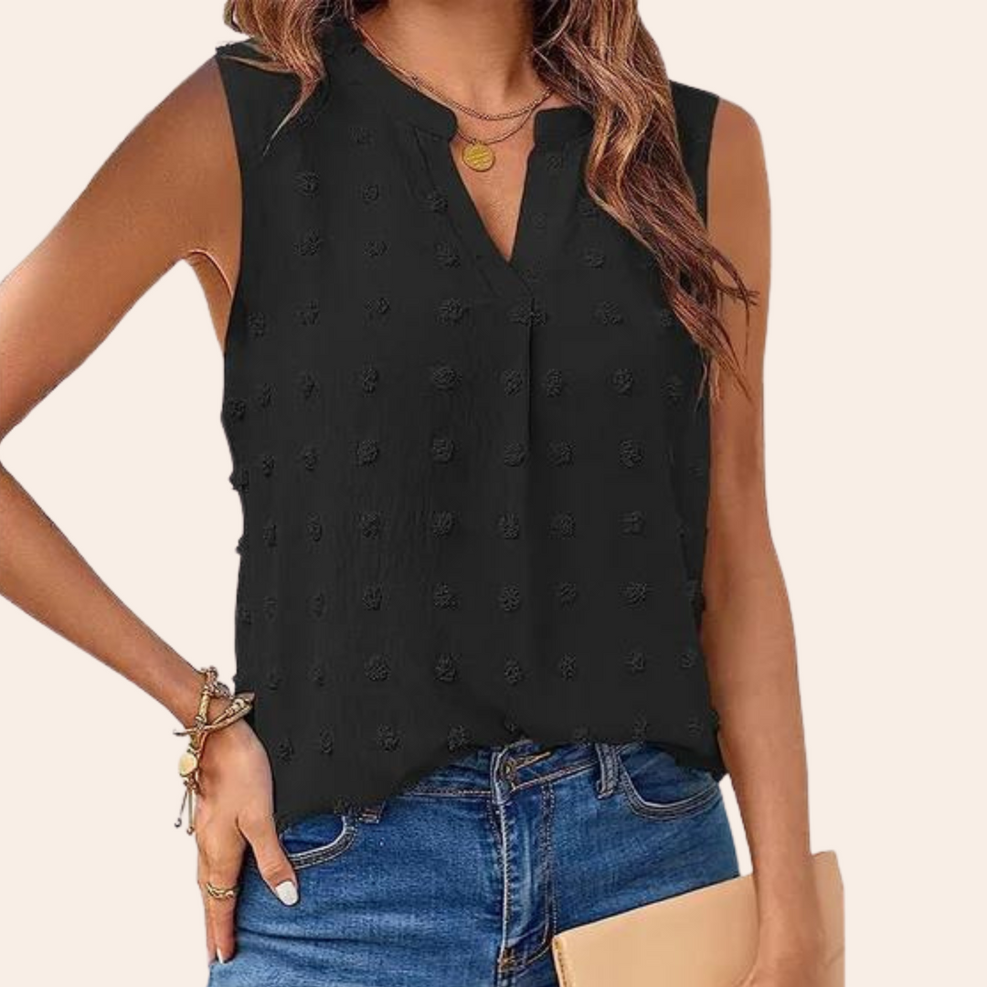 Women's Sleeveless Blouse Swiss Dot Knit Top