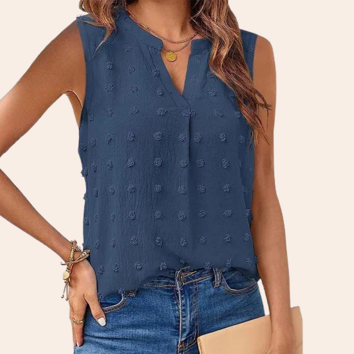 Women's Sleeveless Blouse Swiss Dot Knit Top