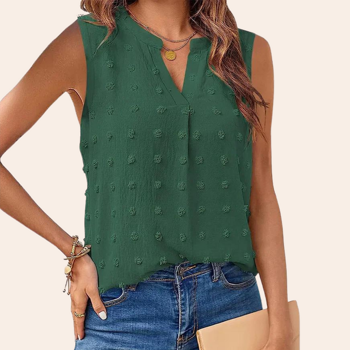 Women's Sleeveless Blouse Swiss Dot Knit Top