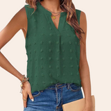 Women's Sleeveless Blouse Swiss Dot Knit Top